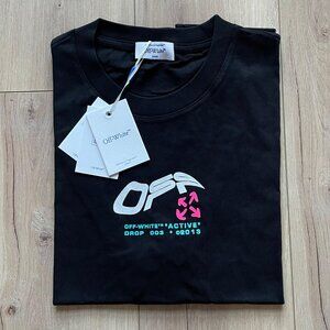 XL Off-White Men's Black Cotton T-Shirt Relaxed Fit Short Sleeve